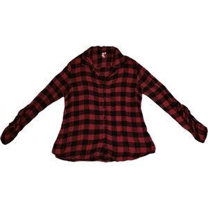 Red and Black Plaid Women's Button Down Shirt